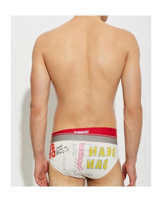 DSquared² White Patterned Triangle Briefs for men