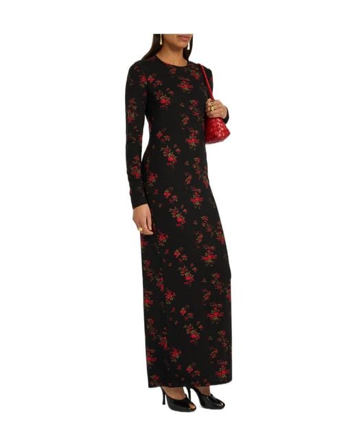 Reformation Black Tommie Floral Stretch-Jersey Maxi Dress