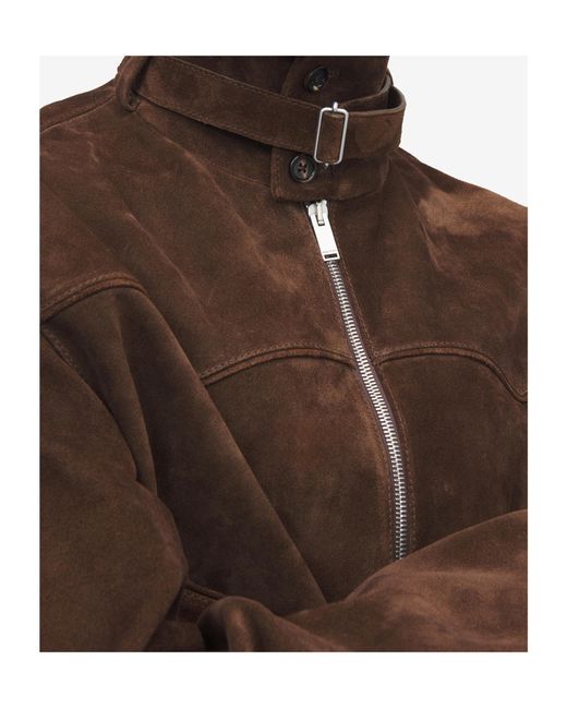 McQueen Brown Jacket With Belted Collar And Chain With T-Back Detail for men