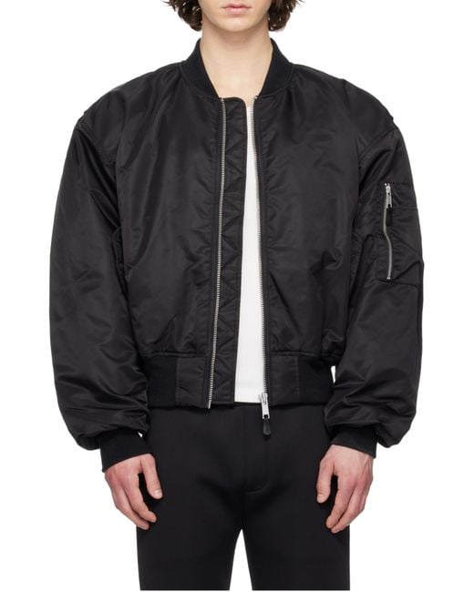 Entire studios Black Cropped Broad Bomber Jacket for men
