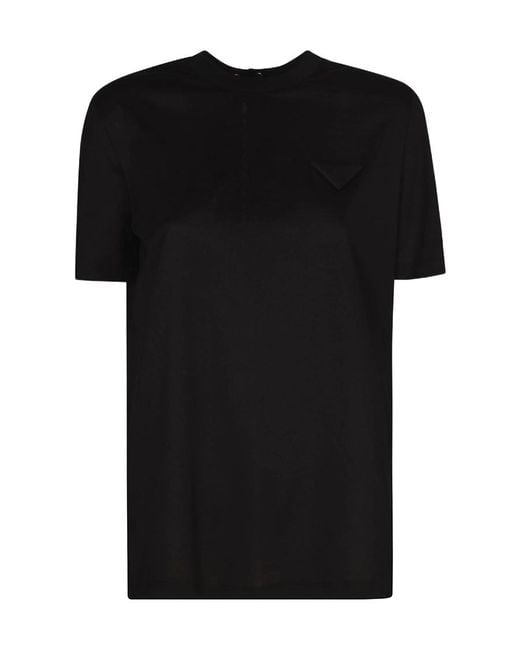 Prada Black T-Shirt With Round Neck And Short Sleeves