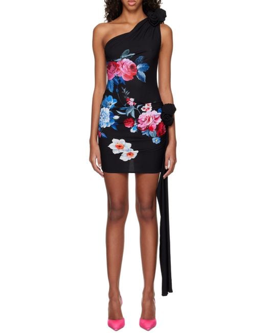 Magda Butrym White One-Shoulder Floral-Print Mini Dress