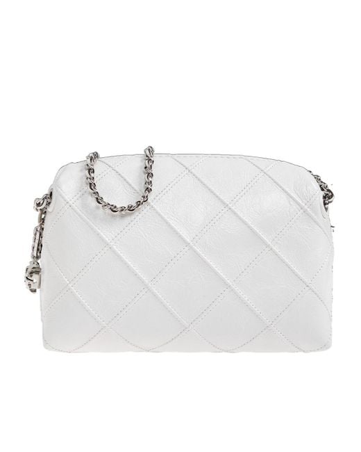 Tory Burch White Fleming Quilted Chain Mini Bag