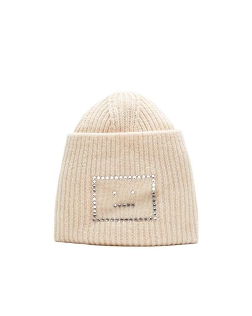 Acne Natural Embellished Face Beanie Hat for men