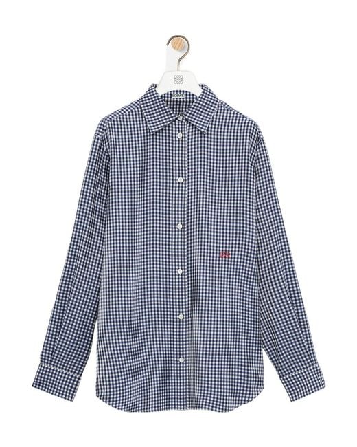 Loewe Blue Long Sleeve Checked Shirt