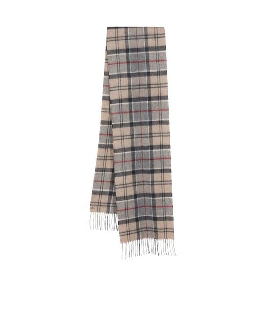 Barbour White Tartan Tassel Scarf for men