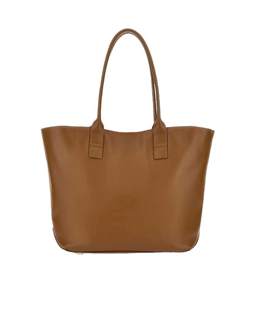 Hogan Brown Small Address Leather Tote Bag