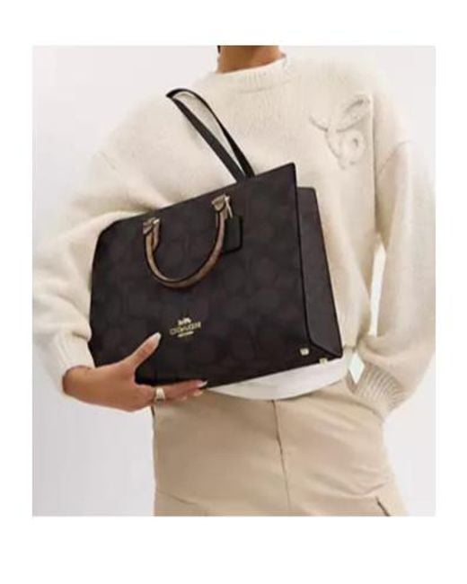 COACH Black Maggie Printed Tote Bag
