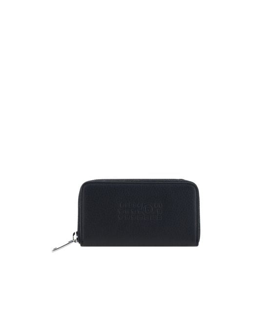 MM6 by Maison Margiela Blue Logo Embossed Zip-Around Wallet for men