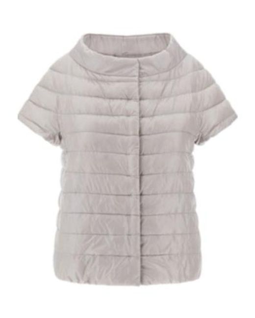 Herno Gray Quilted Short-Sleeved Down Jacket