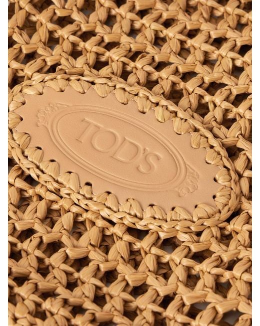 Tod's Metallic Woven Logo Strap Tote Bag