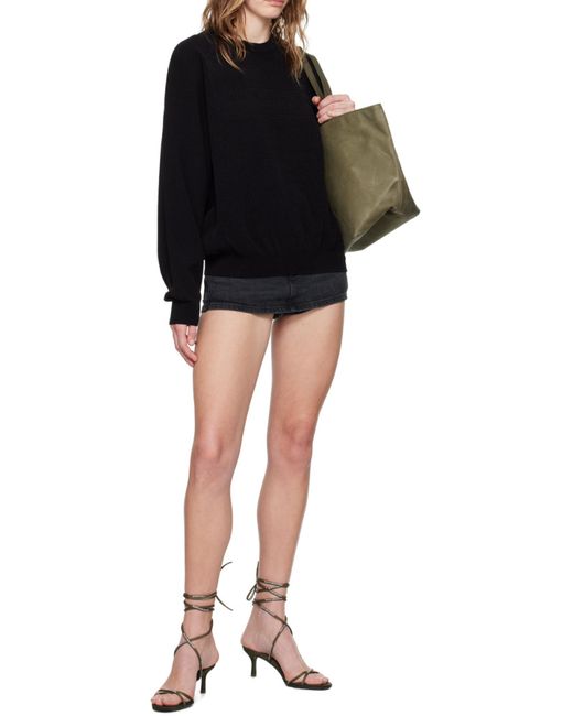 Alexander Wang Black Logo Embossed Ribbed-Knit Jumper