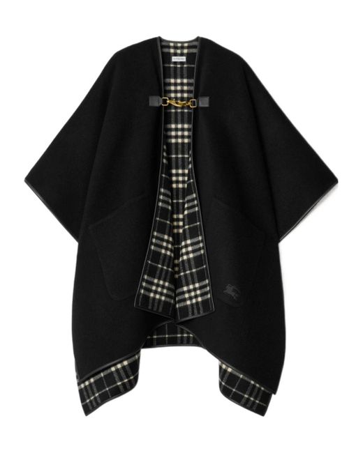 Burberry Black Checked Ekd Embroidered Cape