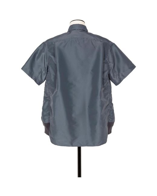 Sacai Gray Collared Short-Sleeve Shirt for men