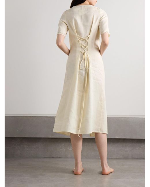 Sleeper Natural Sofia Embroidered Linen Dress