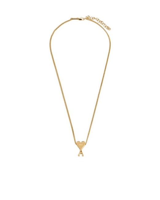 AMI Metallic Ami Logo Pendant Necklace for men