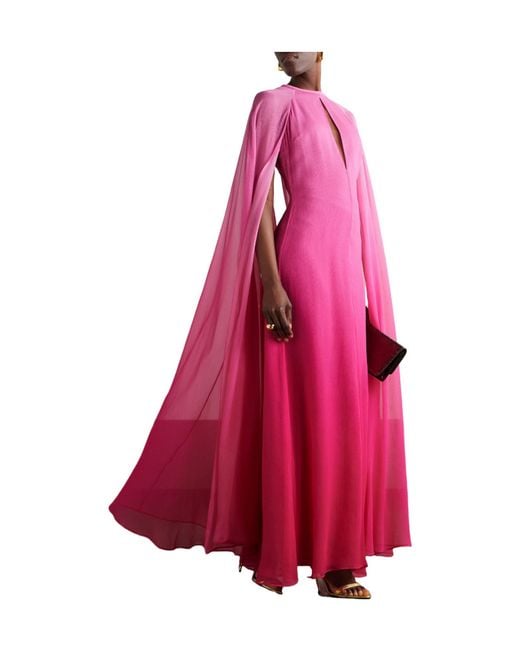 Tom Ford Pink Cape-Effect Dégradé Silk-Crepon Gown