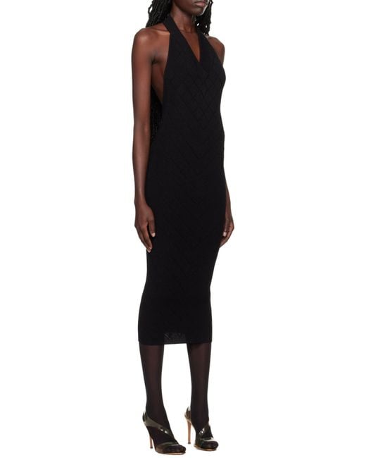 Balmain Black Halterneck Knit Midi Dress