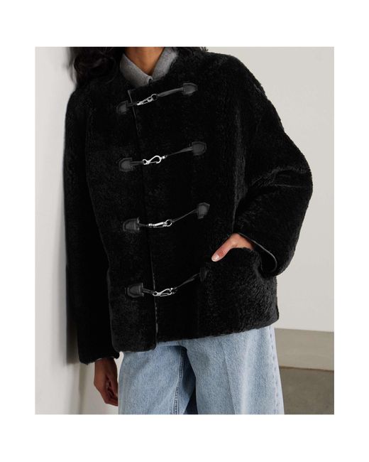 Totême Black Long-Sleeved Fur Coat
