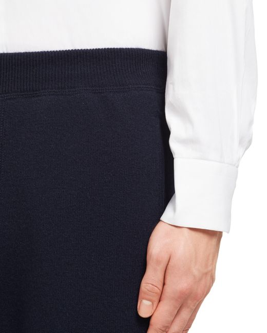Prada Blue Logo Patch Knitted Track Pants for men