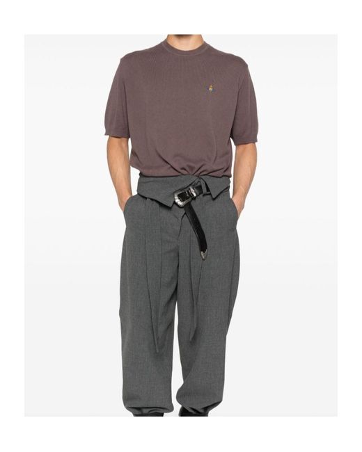 Vivienne Westwood Purple Logo-Embroidered Short-Sleeve Sweater for men
