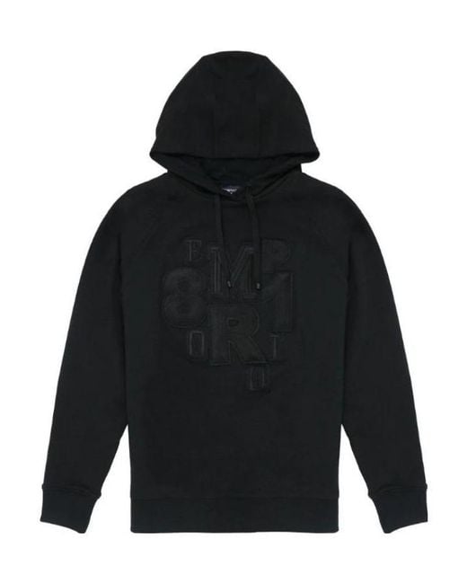 Emporio Armani Black Embroidered Sweater With Logo for men