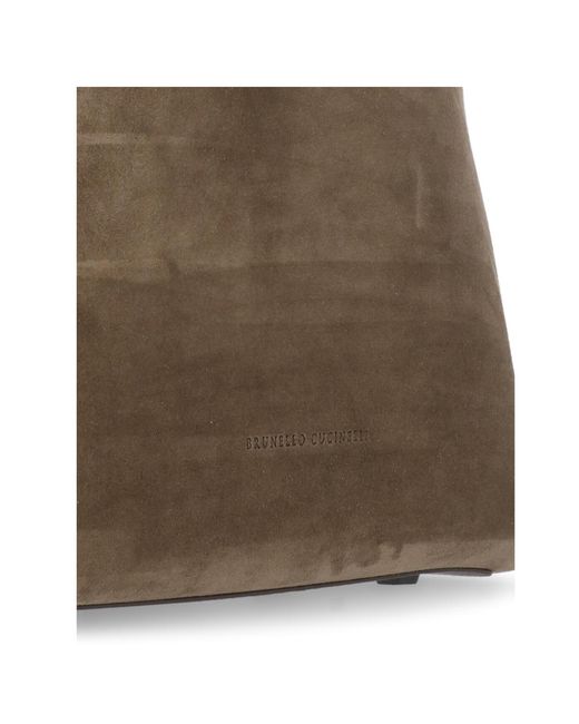 Brunello Cucinelli Brown Embellished Top Handle Bag
