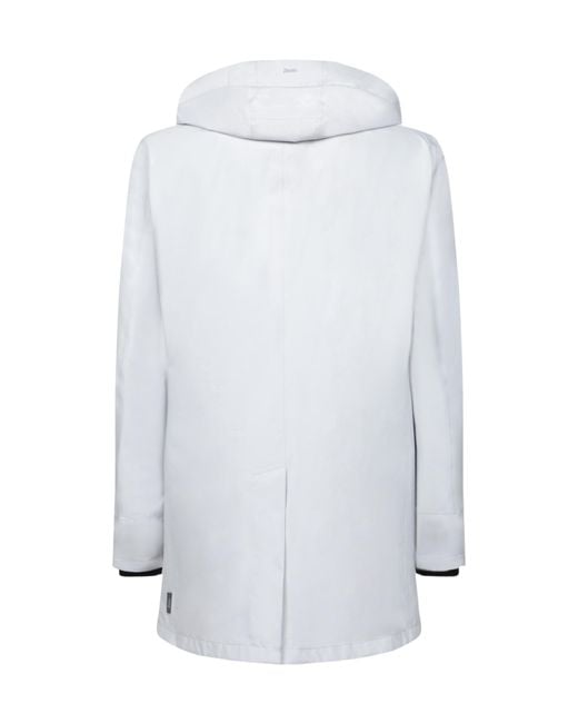 Herno White Long-Sleeved Hooded Coat for men