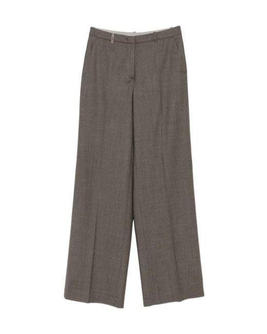 Peserico Gray Pressed-Crease Trousers
