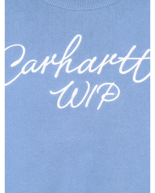 Carhartt Blue Logo Embroidered Crewneck Jumper