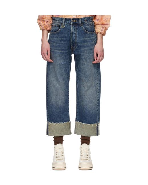 R13 Blue Cuffed X-Boyfriend Jeans