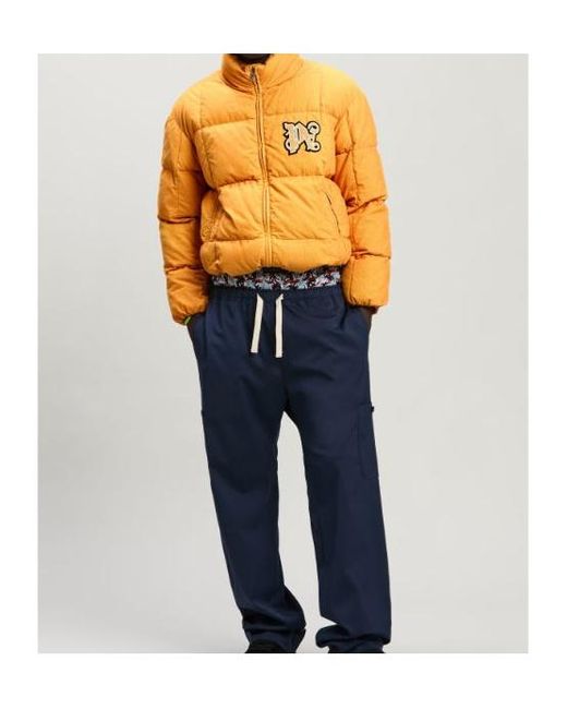 Palm Angels Yellow Zip-Up High Neck Puffer Jacket for men