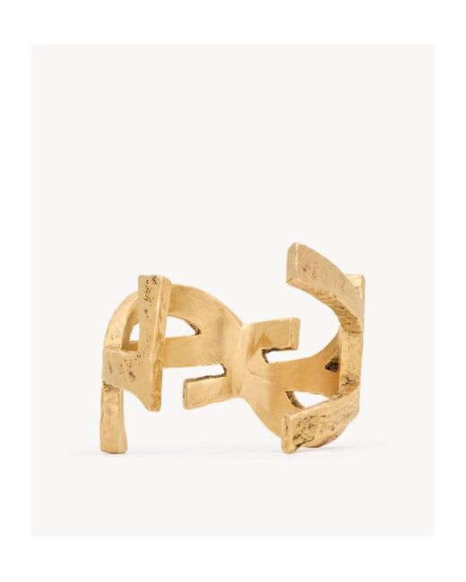 Saint Laurent Metallic Cassandre Twisted Cuff