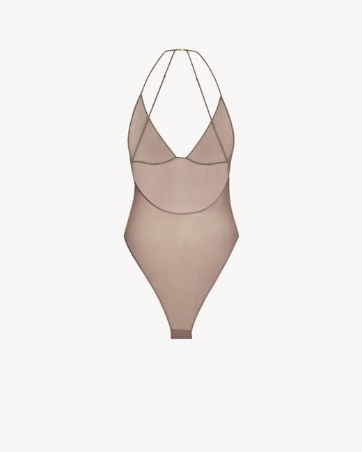 Saint Laurent Brown Backless Bodysuit