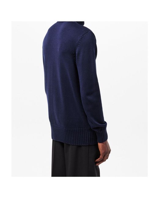 Givenchy Blue High-Neck Knit Sweater for men