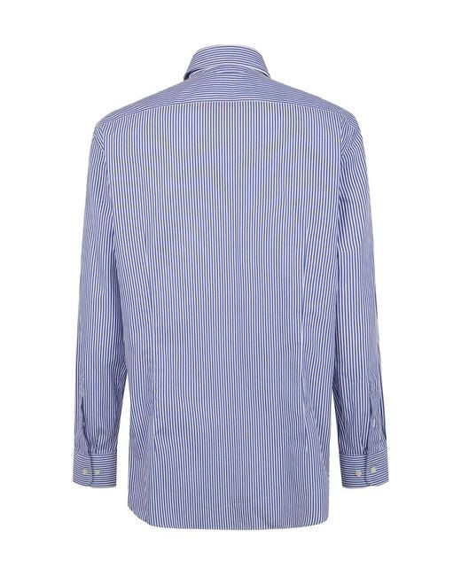 Etro Blue Pegaso Embroidered Striped Shirt for men