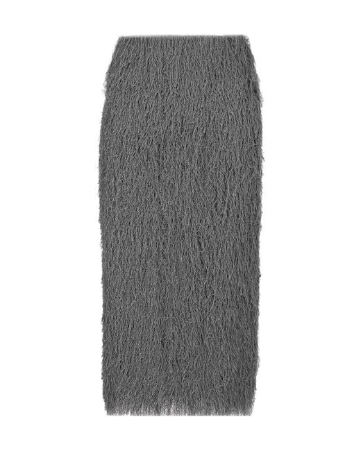 Dries Van Noten Gray Fringed Skirt
