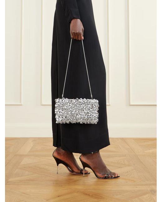 Jonathan Simkhai Gray Reese Beaded Chain-Strap Clutch Bag