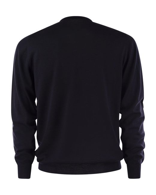 Fedeli Blue Crew Neck Sweater for men