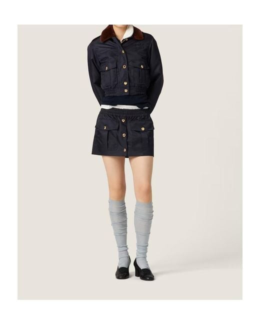 Miu Miu Blue Elasticated Waistband Mini Skirt