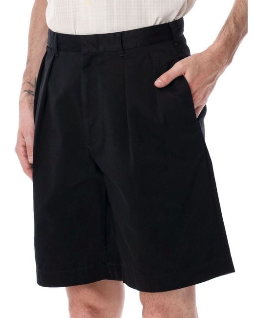 Nanamica Black Pleated Wide-Leg Shorts for men