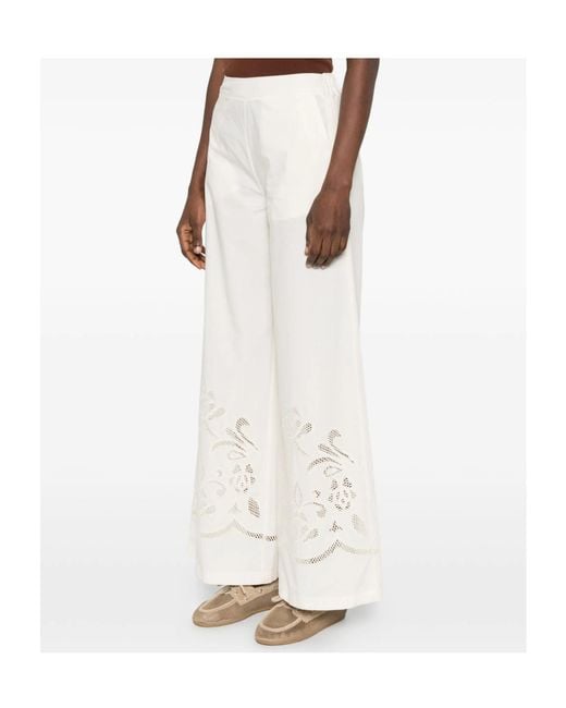 Forte_forte White Elastic Waist Casual Pants