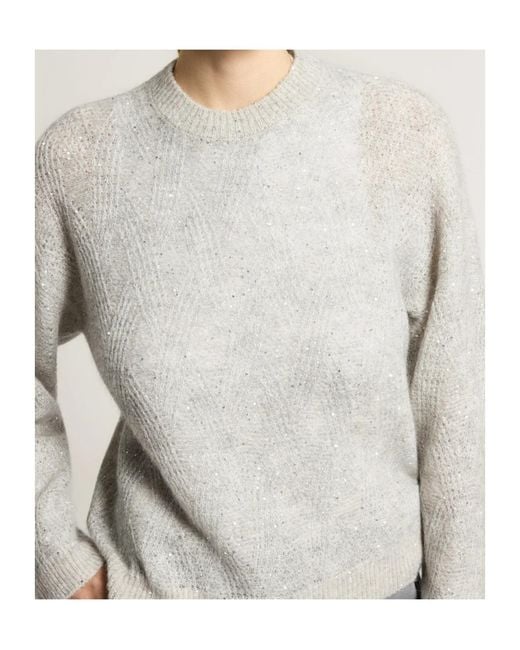 Peserico Gray Diamond-Knit Sweater