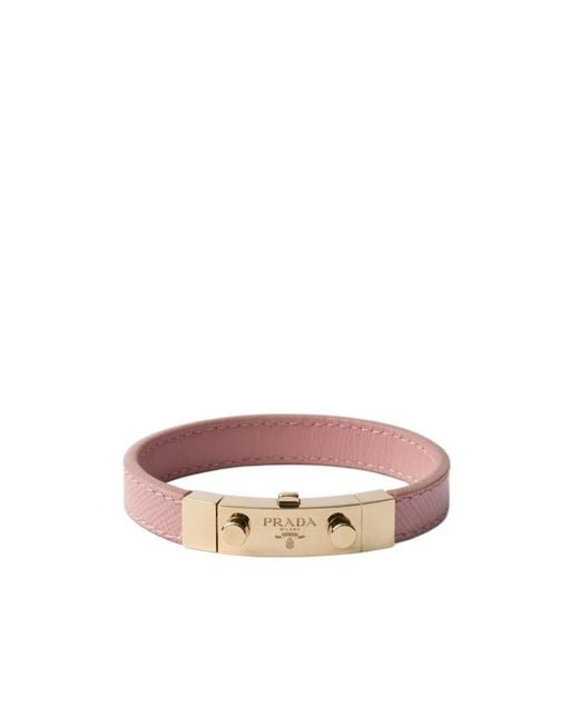 Prada Pink Saffiano Leather Bracelet