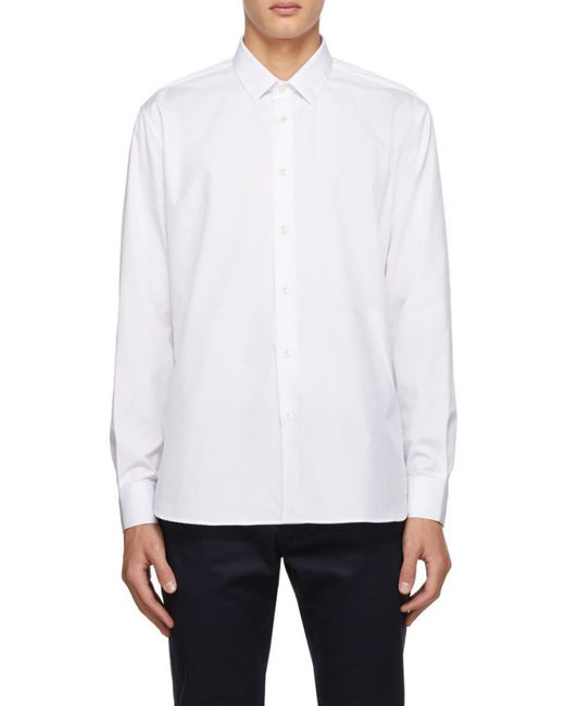 Saint Laurent White Slim Fit Long-Sleeved Shirt for men