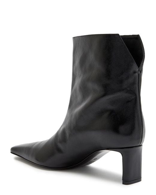 Khaite Black Ona 55 Leather Ankle Boots