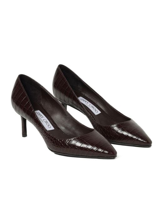 Jimmy Choo Brown 60 Romy Embossed Pumps