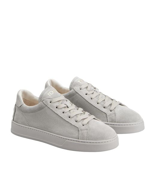 Tod's Gray Perforated Heel Low-Top Sneakers