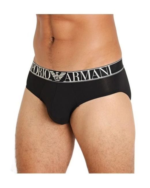 Emporio Armani Black Logo Briefs Pants for men