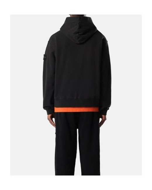 Stone Island Black Logo-Patch Pouch-Pocket Hoodie for men